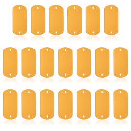 PATIKIL Pack of 20 Metal Stamping Blanks Rectangular Punch Labels Blanks Aluminium Plate DIY Name Tags 5 x 3 cm Metal Engraving Blanks 2 Holes for Laser Engraving Yellow