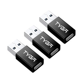 TYGA STORE USB Type C Female to USB Type A Male Adapter 5Gbps 3.0/3.1, Sync, Transfer, Charge, Plug & Play (3, Black)