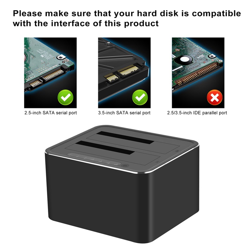 Hard Drive Docking Station USB3.0 Aluminium Alloy 7+15Pin SATA 5Gbps