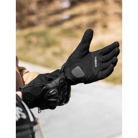 INBIKE Protective Motorcycle Riding Gloves for Men Carbon Fiber Touch Screen Joint Support TPR Finger Pads Black Large