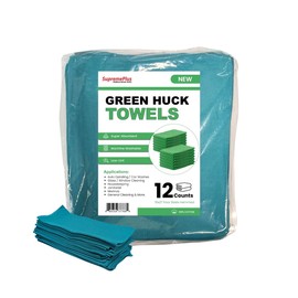 SupremePlus Premium Huck Towels – 100% Cotton Bulk Surgical Towel for General Cleaning, Auto Shop, and Hospital Use, Super Absorbent, Machine Washable, & Low Lint Cloth (Blue, 15 x 27 in. (12 Pack))