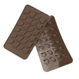 2Pcs Brown Silicone Gummy Cookie Molds, 96 Cavity Non-Stick Hard Tack Candy Molds for Chocolate Candy, Maple Leaf for Fondant Biscuits Cookie Jelly Wax Melts, Candy Making Supplies