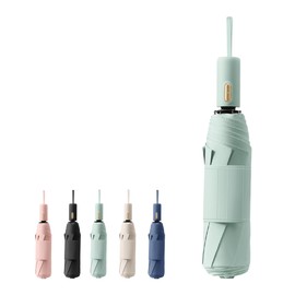 French Style Automatic, Compact Travel Folding Umbrella with 7 cm Velcro Closure/8 Ribs/Small Light/Teflon Coating/UV Protection/Waterproof/Rain/Sun/Bag/Backpack/Women/Children, Green