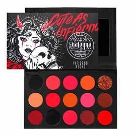Malagna Cosmetics Paleta de Sombras de ojos 15 tonos rojas veganas ultra pigmentadas                                                                  