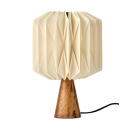 Kusso Wood and Paper Table Lamp Solid Mango Wood with Folded Origami Style Lantern Shade for Bedroom Living Room Study Office Desk