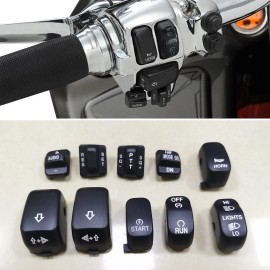 Unbranded 10x Black Hand Control Switch Buttons Caps For Harley Touring Electra Road Glide