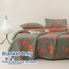 Purefair 100% Cotton Muslin Blanket Jacquard Green Orange Floral Ginkgo