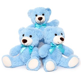 MaoGoLan Teddy Bear 13.5 Inch Stuffed Animals Bulk Plush Toys 3 Blue Stuffed Bears Birthday Centerpieces Gift for Girls