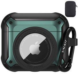 Valkit for Airpods 3 Case Cover, 2 in 1 Rugged Protective Airpods 3rd Generation Case for Men Women with Keychain Shockproof Skin for Airpods 3 Gen, Black/Green