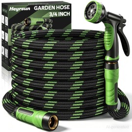 NON-EXPANDABLE Garden Hose 25 FT, Heavy Duty Steel Metal Flexible Water Hose with 10-Function Spray Nozzle, Durable Fabric Skin, No Kinks & Leak-Proof with Upgraded Handle