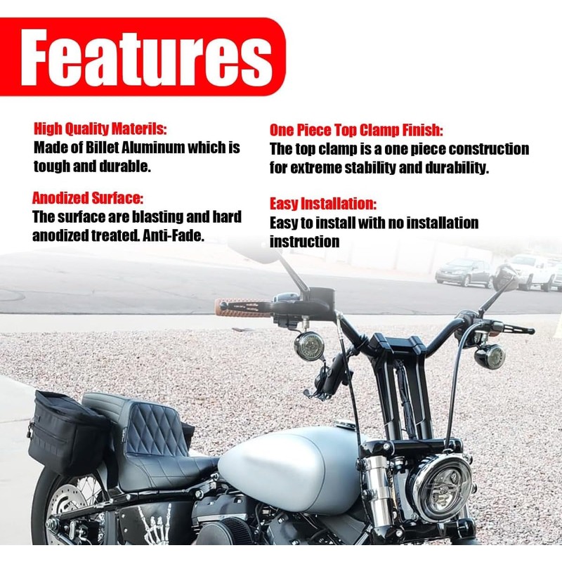 Motorcycle Handlebar Risers, 6" Straight Challenger Riser Extension Kit, 1''