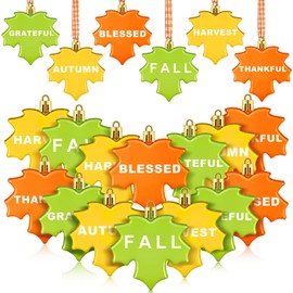 Glitinsel 24 Pieces Fall Maple Leaf Tree Ornaments Thanksgiving Maple Leaf Hanging Pendant Autumn Decorative Hanging Ball Harvest Bright Color Maple Leaf Hanging Decor for Party Supplies Door Garland