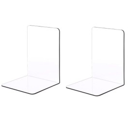 wowjimi Plastic Acrylic Bookends Set of 2 L Shaped Organization Library Bedroom School Supplies Stationery Gift Clear Bookends No Trip Desk
