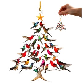 Hummingbird Christmas Ornament Colorful Hummingbirds Christmas Tree Decor Stacked Hummingbird Ornament for Christmas Winter Hummingbirds Home Decoration for Bird Lovers (1PCS)