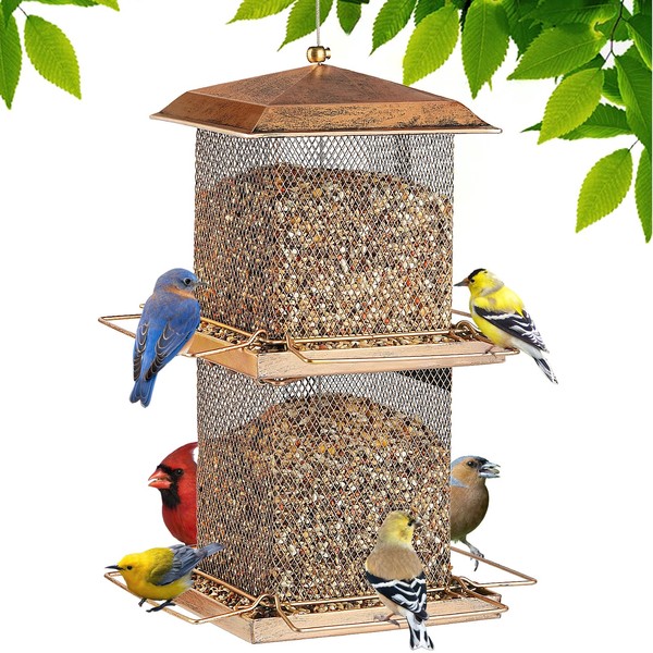 Large Bird Feeder, Double Tier Outdoor Wild Bird Feeder, Heavy