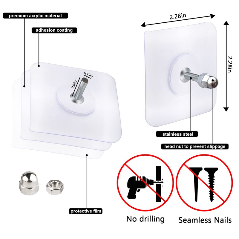 AIERSA Heavy Duty Adhesive Hooks, Wall Hooks for Hanging, Screw