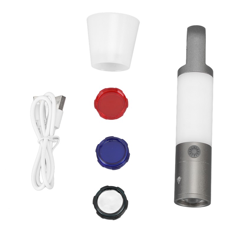 Camping Flashlight USB Charging Telescopic Zoom Function Waterproof 8 Light