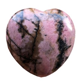 Ladeukoi Rhodonite Heart Pocket Palm Stone, Healing Crystal Romantic Love Energy Worry Stones Chakra Balancing Reiki Meditation 1.5" (40mm)