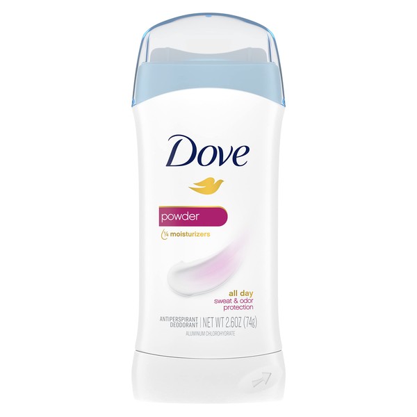 Dove Invisible Solid Antiperspirant Deodorant Stick for Women, Powder, For All Day Underarm Sweat & Odor Protection 2.6 oz, 6 Count