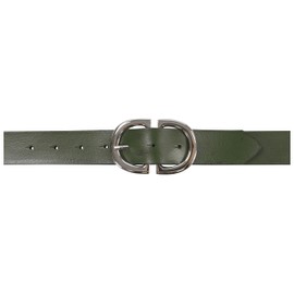 fashionchimp Basic Women's Belt Made of 100% Genuine Leather, Leather Belt with Elegant Double Buckle, Width Approx. 3.3 cm, Made in Germany, Fir Green Mistral