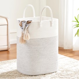 Laundry Basket,Woven Cotton Rope Laundry Hamper Sorters,80L Versatile Storage for Dirty Clothes,Baby Toys,and Blankets in Bathroom, Nursery,and Living Room
