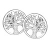 Materia Tree of Life Stud Earrings 925 Silver Round Women's
