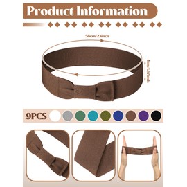 Tigeen 9 Pcs Bow Tie Stretchable Hat Band Hat Ribbon Women's Costume Headwear Panama Hatband for Cowboy Men Women(Classic Colors)