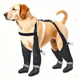 Botas Altas con Tirantes para Perros Grandes, Antideslizantes, Impermeables Y con Protección para Las Patas, Ideales para Invierno, Nieve, Lluvia Y Se