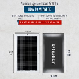 Fits 12x20 and 20x12 Duct Opening | Aluminum Eggcrate Return Air Grille | Low Noise & High Air Flow, Rust Proof Vent Cover Grill for Sidewall & Ceiling | White | Outer Dimensions: 13.75" X 21.75"