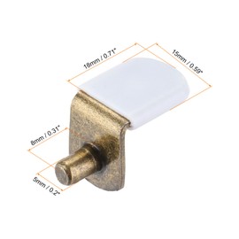 HARFINGTON 24pcs Shelf Support Peg 5mm/0.2" with Rubber Sleeve Steel Bracket Pegs with Pin Shelf Peg Shelf Clips for Furniture Bookcase Wardrobe Kitchen Cupboard, Bronze/White