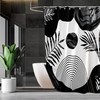 Black Boho Mid Century Shower Curtain, Abstract Black and Grey