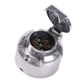 AOHEWEI 7-Pin Towing Hitch Electric Trailer Socket Metal Aluminium Alloy 7-Way Car Light Connections for Boats Motorhome or Other Commercial Vehicles