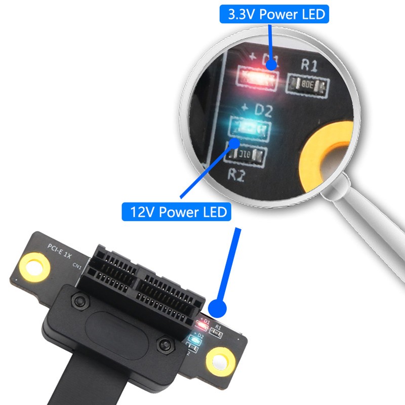 Extension Cable PCIE 1X Dual 90° Network Adapter with LED