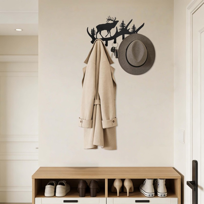 Zckjnoi Elk Antler Key Holder Wall Mount – Rustic Key