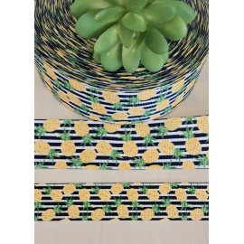 1" & 1.5" (1 YD) Pineapple Grosgrain Ribbon Fruit Sweet Treat Lanyard Crafts - 1 inch