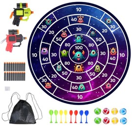 Lula Brands Dart Board for Kids w/Backpack, Shoot Sticky Darts, Balls & Darts, Large 29” Double Sided Indoor Outdoor Sport Party Game, 4 Children Boys Girls 5 6 7 8 9 10 11 12 13