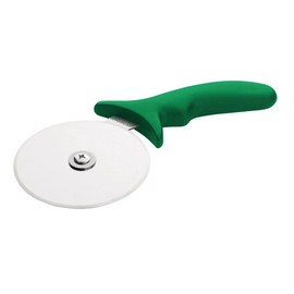 Hygiplas Pro-Grade Pizza Cutter 102mm/4 inch, Stainless Steel Wheel, Kitchen Pizza Wheel Slicer, Smooth Wheel Action, Dishwasher Safe, Colour Coded Green Handle, Professional or Home Use | CC408