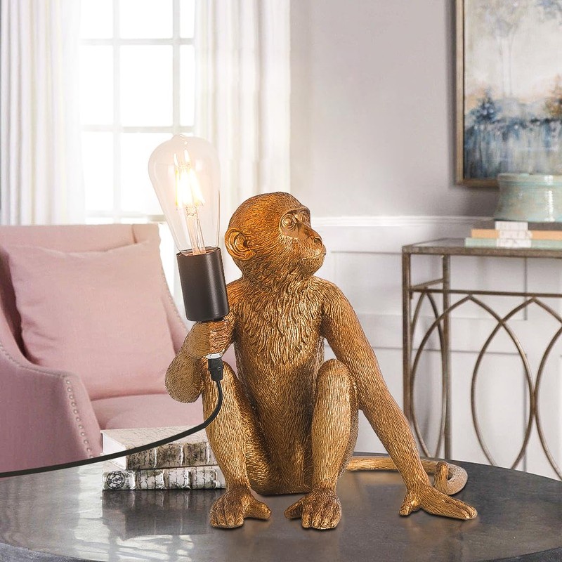 TONGNIDA Bedside Table Lamps for Bedroom Monkey Cute Animal Lamp,Gold