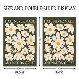 Xipromi Hate Never Made Any Nation Great Garden Flag, Funny Patriotic Anti Racist Yard Flags for Outside, Liberal Progressive Equality Social Justice Outdoor Lawn Porch Decor, Feminist Gifts for Women