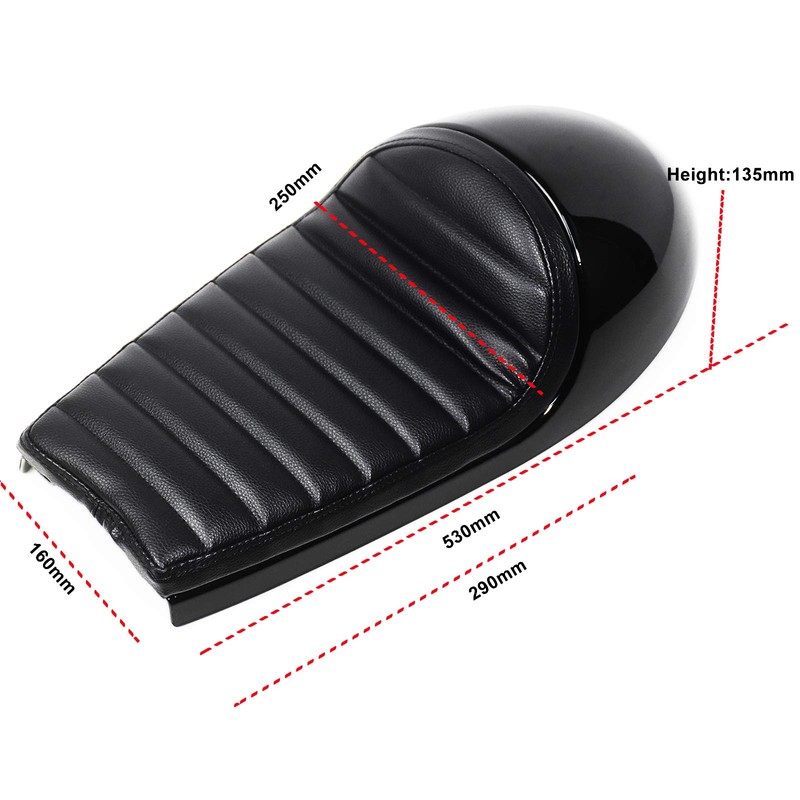 DKMOTORK 0391 Motorcycle Hump Cafe Racer Seat All Black（gloss black