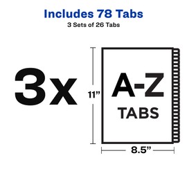 Avery Collated A-Z, Legal Exhibit Unpunched Dividers for Use with Any Binding System, 26 Side Tab Dividers Per Set, Helvetica Type, 3 Sets (21874)