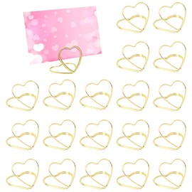 20 Pcs Wedding Place Card Holders Heart Shape Photo Card Stand Business Card Holders Wedding Seating Labels Clips Mini Table Number Cards Holder for Wedding Birthday Bridal Shower Party