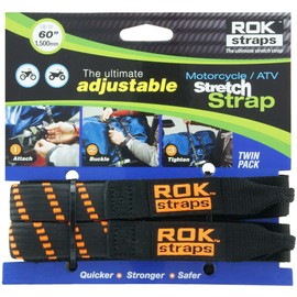 ROK Straps ROK-10031 Black/Orange 18" - 60" Motorcycle/ATV Adjustable Stretch Strap