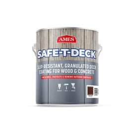 Ames Safe-T-Deck Granulated Formula Exterior Paint - 1 Gallon Coco Brown Paint - Great for Porches, Patios, Decks, Walkways and More - Made in The USA