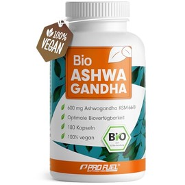 Organic Ashwagandha Capsules 180x with KSM-66 Organic Ashwagandha - 600 mg Ashwagandha Root Extract in Organic Quality - Laboratory Tested with Certificate - Supply for 3 Months