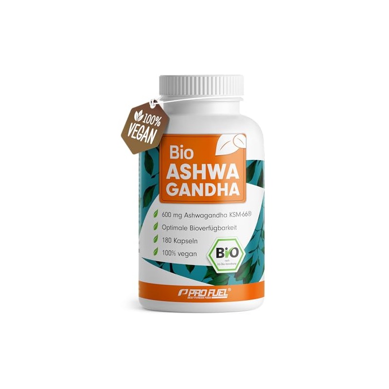Organic Ashwagandha Capsules 180x with KSM-66 Organic Ashwagandha - 600
