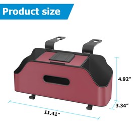 zipelo Car Headrest Backseat Organizer with Cup Holder, Multi-Functional Vehicle Seat Back Hanging Storage Box with Hooks, Auto Drink Snack Phone Tray Travel Accessories for Kids Adults (Wine Red)