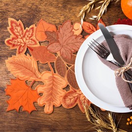 Fall Table Runners 13x72 Inch Fall Color Maple Table Embroidery Runner Fall Gifts for Women Female Wife Leaf Farmhouse Autumn Harvest Table Runner Thanksgiving Floral for Indoor Home Party Decor