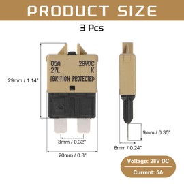 DMiotech 3 Pack 28V DC 5A Khaki ATC/ATO Manual Mini Resettable Fuse for Automotive Circuit Breaker Reset Fuses Low Profile Blade Fuses for Car Truck SUV Marine Boat Motorcycle