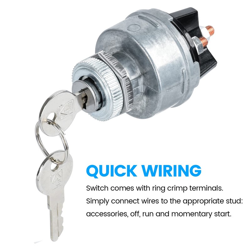 Huazu Ignition Key Switch for Car, Forklift, Truck, Tractor, Trailer